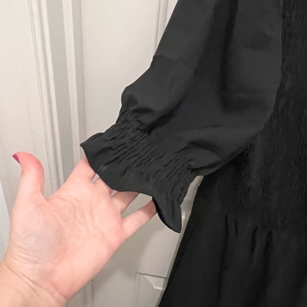 Chic Black Smocked Top Dress - Picture 5 of 6